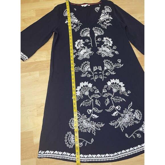 Boden Clemmie Dress Embroidered Floral Size 14L Navy Blue - Picture 7 of 11